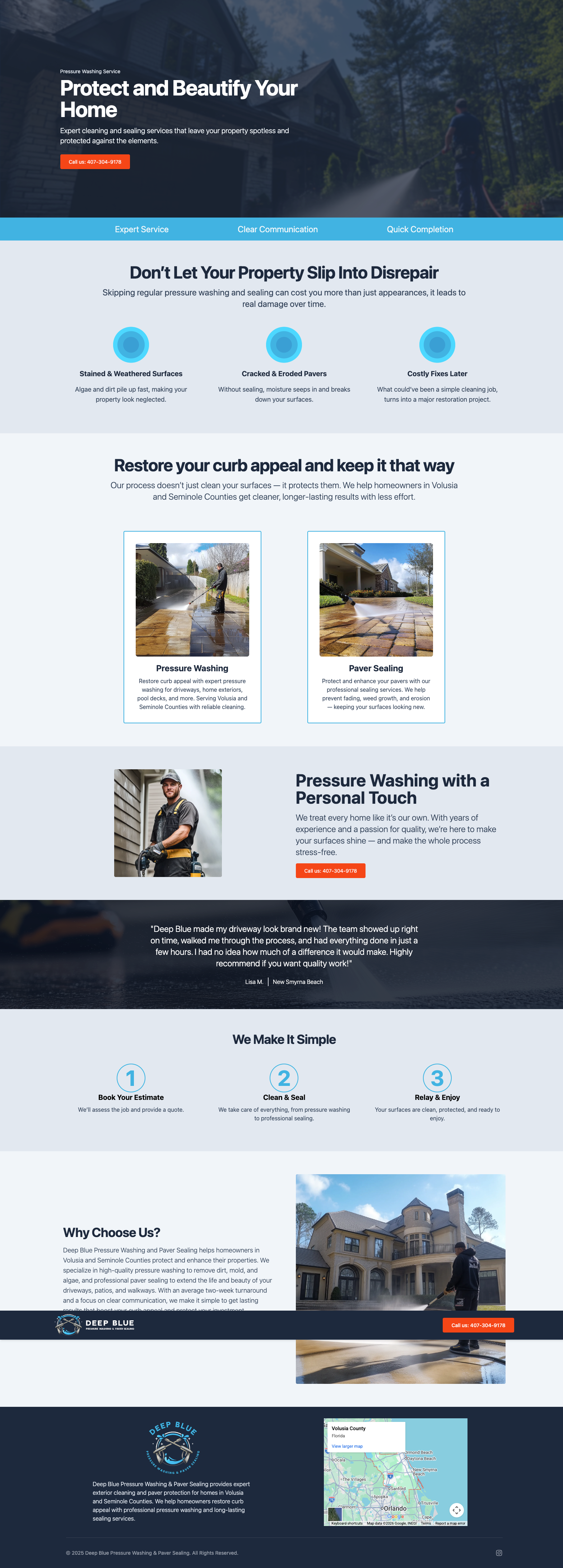 Deep Blue Pressure Washing website